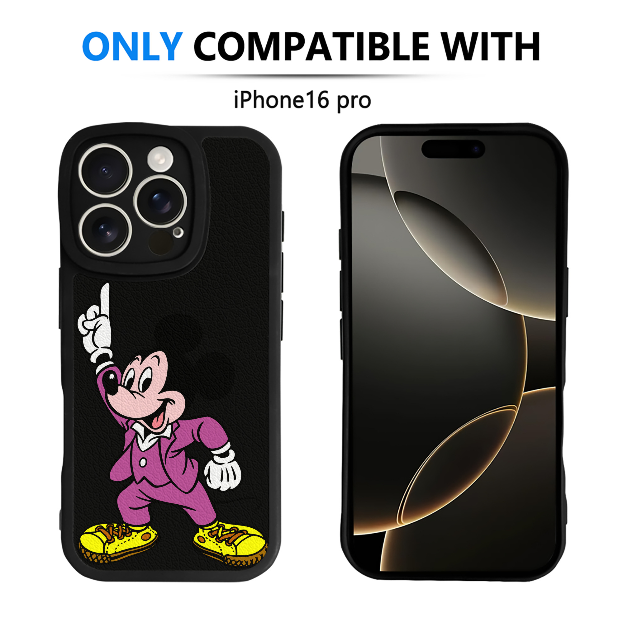 （画像用） ミッキーマウス Mickey Mouse 【iPhone 16シリーズ対応】シリコンスマホケース（レザー調） 材質：シリコン